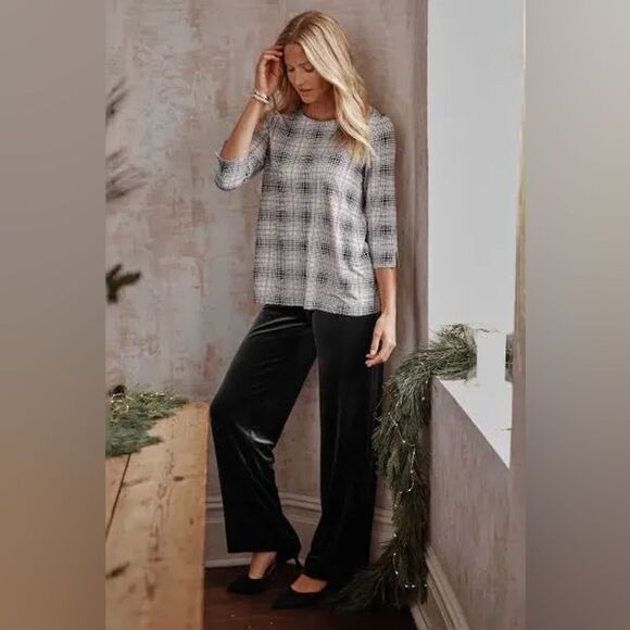 J. Jill Black Wide Leg Pants in Black Velvet - Picture 1 of 4